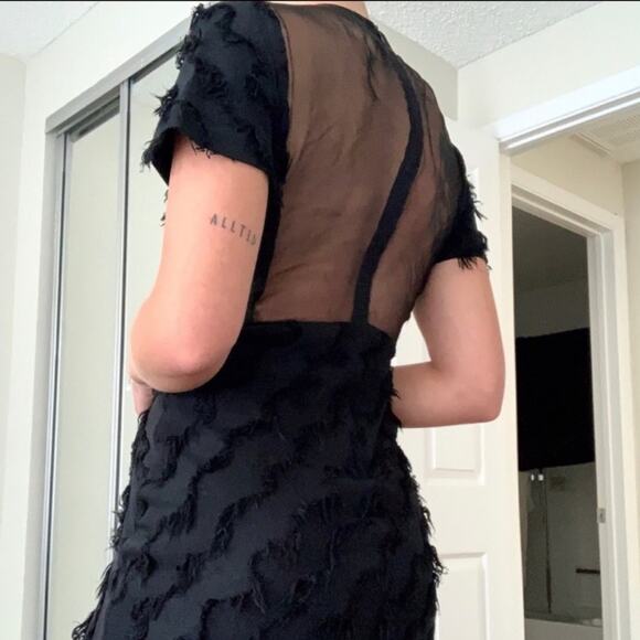 Sandro Paris Black Sheer Back Cocktail Shift Dress. - Picture 3 of 14